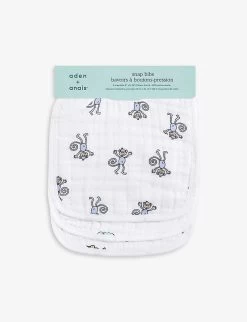 Aden + Anais Jungle Jam Cotton-muslin Snap Bibs Set Of Three