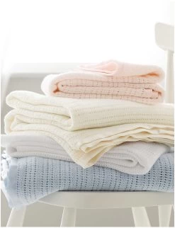 Satin-edged Cellular Cotton Baby Blanket -Kid Couture 770 10121 CLRCA WHITE ALT02