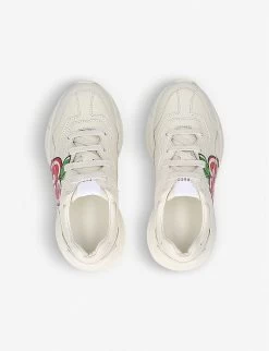 Gucci Rhyton Logo-print Leather Trainers 5-8 Years -Kid Couture R00022911 BEIGECOMB ALT02