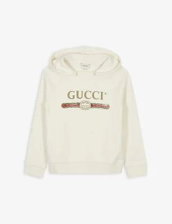 Gucci Distressed Logo Print Cotton Hoody 4-10 Years
