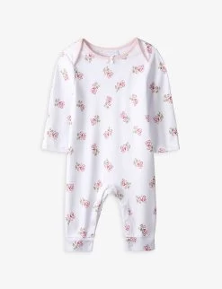 Eaden Floral-print Long-sleeve Cotton Sleepsuit 0-24 Months