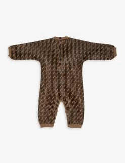 FENDI FF Cotton, Cashmere And Wool-blend Babygrow 3-12 Months -Kid Couture R03625098 BEIGE ALT02
