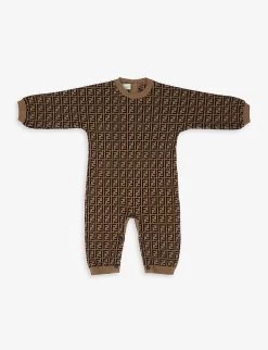 FENDI FF Cotton, Cashmere And Wool-blend Babygrow 3-12 Months