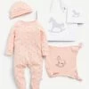 Cotton Sleep Suit, Hat And Comforter Gift Set 0-6 Months