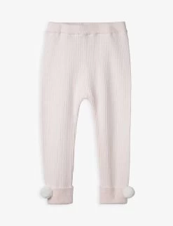 Pom Pom-embellished Knitted Cotton Leggings 0-24 Months
