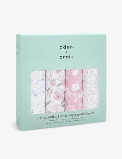 Aden + Anais Fleur Cotton-muslin Swaddles Pack Of Four