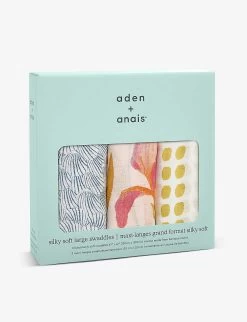 Aden + Anais Marine Bamboo-muslin Swaddles Pack Of Three