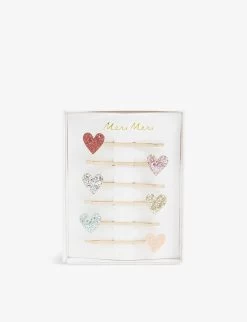 Meri-Meri Glitter Heart Hair Clips Set Of Six