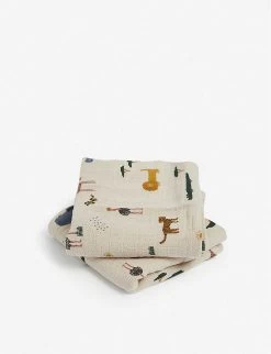 Liewood Lewis Animal Print Organic Cotton Muslin Cloths Pack Of Two