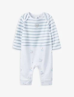 Embroidered Bear Mock-top Cotton Sleepsuit 0-24 Months