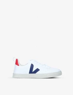 Veja V-10 Branded Leather Trainers 6-9 Years