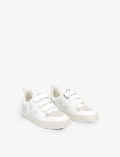 Veja V10 Organic-cotton And Faux-suede Low-top Trainers 6-9 Years -Kid Couture R03791541 WHITE ALT02