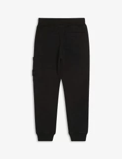 Stone Island Brand-patch Tapered Cotton-jersey Jogging Bottoms -Kid Couture R03791753 BLACK ALT02
