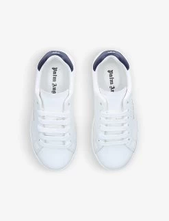Palm Angels New Tennis Logo-print Leather Low-top Trainers 4-8 Years -Kid Couture R03793415 WHITENAVY ALT02