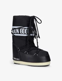 Moon Boot Icon Junior Branded Nylon Snow Boots 3-7 Years -Kid Couture R03827302 BLACK ALT02