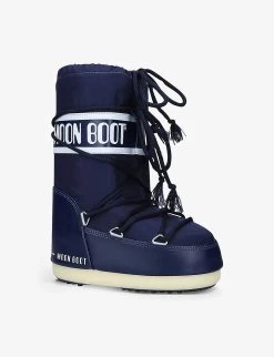 Moon Boot Icon Junior Branded Nylon Snow Boots 3-7 Years -Kid Couture R03827303 NAVY ALT02