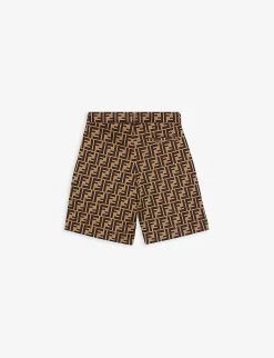 FENDI FF-print Cotton-blend Shorts 4-14 Years -Kid Couture R03839330 BROWN ALT02