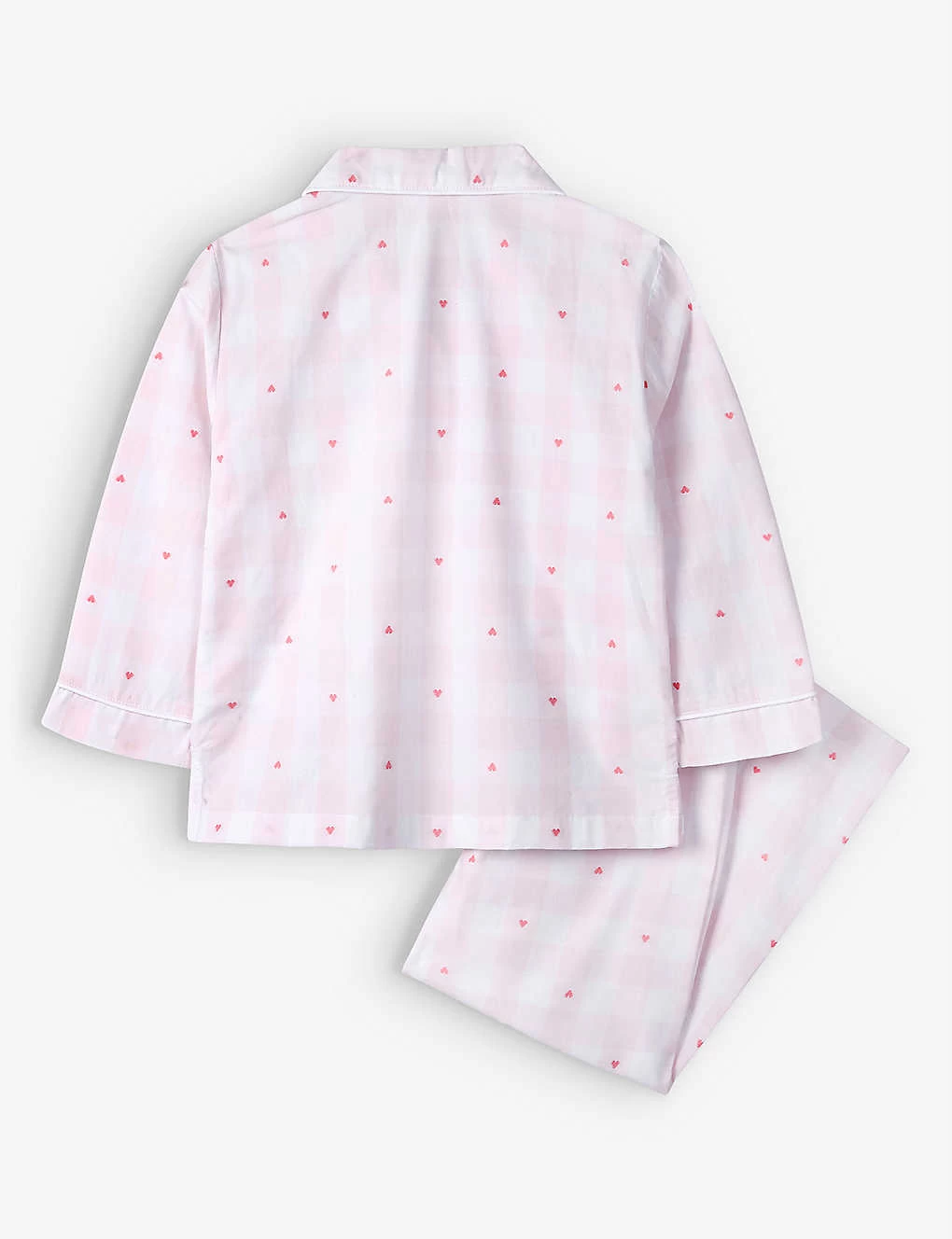 Heart-embroidered Checked Cotton Pyjama Set 1-6 Years 2 Heart-embroidered Checked Cotton Pyjama Set 1-6 Years - Image 2