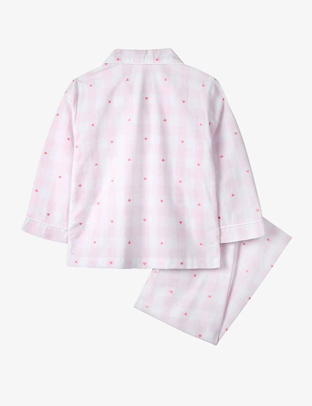 Heart-embroidered Checked Cotton Pyjama Set 7-10 Years 2 Heart-embroidered Checked Cotton Pyjama Set 7-10 Years - Image 2