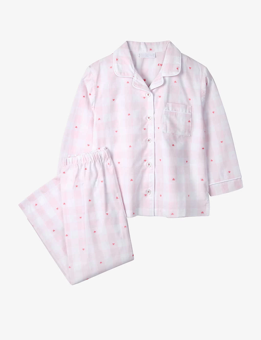 Heart-embroidered Checked Cotton Pyjama Set 7-10 Years 1 Heart-embroidered Checked Cotton Pyjama Set 7-10 Years