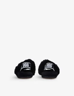 Ugg Fluff Yeah Sheepskin Slides 2-7 Years -Kid Couture R03850314 BLACK ALT03