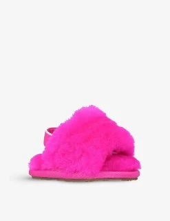 Ugg Fluff Yeah Sheepskin Slides 0-12 Months -Kid Couture R03850323 FUCHSIA ALT02