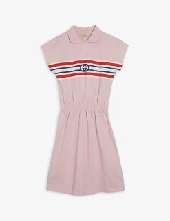 Gucci GG Logo-striped Stretch-cotton Polo Dress 4-12 Years