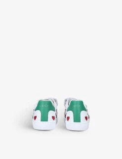 Gucci New Ace Hearts Leather Trainers 5-8 Years -Kid Couture R03900931 WHITEOTH ALT03