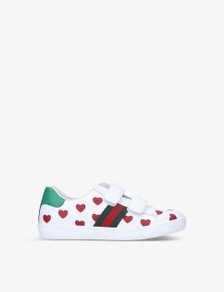 Gucci New Ace Hearts Leather Trainers 5-8 Years