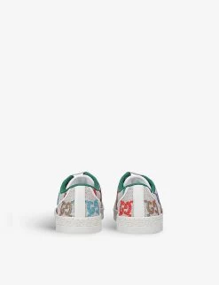 Gucci New Tennis Logo-embroidered Canvas Trainers 5-8 Years -Kid Couture R03900933 BEIGECOMB ALT03