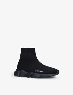 Balenciaga Speed High-top Knitted Trainers -Kid Couture R03902009 BLACK ALT02