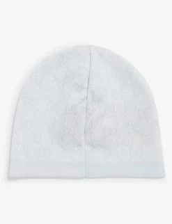 Gucci Monogram-print Wool Beanie Hat -Kid Couture R03916925 IVORYSKYBLUE ALT02