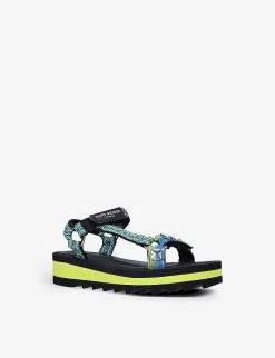 Kurt Geiger London Mini Olivia Canvas Flatform Sandals 3-7 Years -Kid Couture R03918333 GREEN ALT02