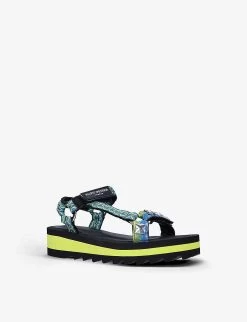 Kurt Geiger London Mini Olivia Canvas Flatform Sandals 7-9 Years -Kid Couture R03918336 GREEN ALT02
