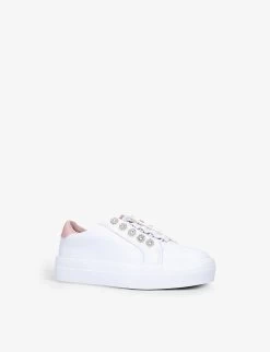 Kurt Geiger London Mini Liviah Embellished Leather Trainers 6-7 Years -Kid Couture R03918345 WHITE ALT02
