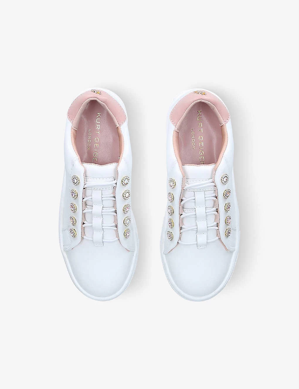 Kurt Geiger London Mini Liviah Embellished Leather Trainers 7-9 Years 2 Kurt Geiger London Mini Liviah Embellished Leather Trainers 7-9 Years - Image 2