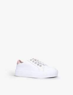 Kurt Geiger London Mini Liviah Embellished Leather Trainers 7-9 Years 6 Kurt Geiger London Mini Liviah Embellished Leather Trainers 7-9 Years -Kid Couture R03918348 WHITE ALT02