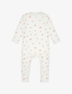 Floral-print Stretch-organic Cotton Babygrow 9-12 Months
