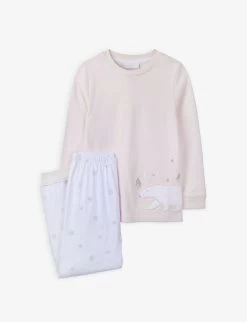 Polar Bear Side-applique Cotton Pyjamas 7-12 Years