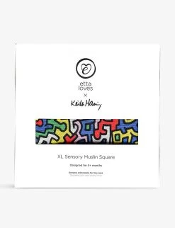Etta Loves X Keith Haring Graphic-print Organic-cotton Muslin Cloth 120cm X 120cm
