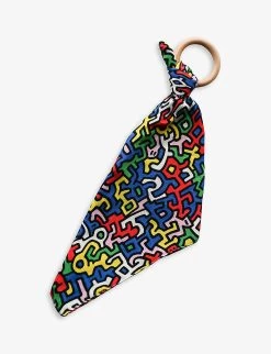 Etta Loves X Keith Haring Brazil Organic-cotton Muslin Baby Comforter And Teething Ring