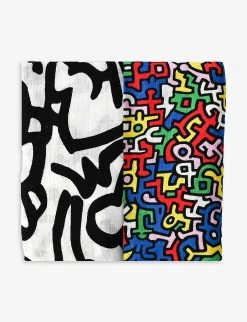 Etta Loves X Keith Haring Graphic-print Organic-cotton Muslin Squares Pack Of Two