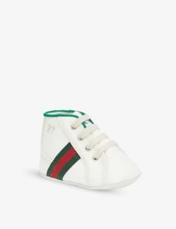 Gucci New Tennis Logo-print Canvas Trainers 0-1 Year -Kid Couture R03942251 WHITECOMB ALT02