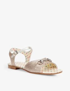 Gucci Aisha Metallic Leather Sandals 5-9 Years -Kid Couture R03942266 GOLD ALT02
