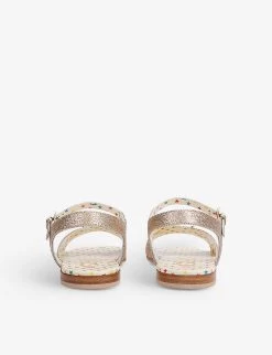 Gucci Aisha Metallic Leather Sandals 5-9 Years -Kid Couture R03942266 GOLD ALT03