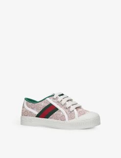 Gucci New Tennis Logo-print Canvas Trainers 4-8 Years -Kid Couture R03942286 BEIGECOMB ALT02