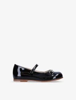 Gucci Aisha Horsebit-embellished Patent Leather Ballerina Flats 1-4 Years