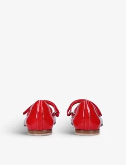Gucci Aisha Horsebit-embellished Patent Leather Ballerina Flats 8-9 Years -Kid Couture R03942294 RED ALT03