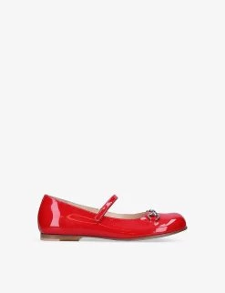 Gucci Aisha Horsebit-embellished Patent Leather Ballerina Flats 8-9 Years