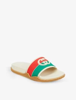 Gucci Agrado Web-print Rubber Sliders 4-8 Years 7 Gucci Agrado Web-print Rubber Sliders 4-8 Years -Kid Couture R03942753 WHITERED ALT02